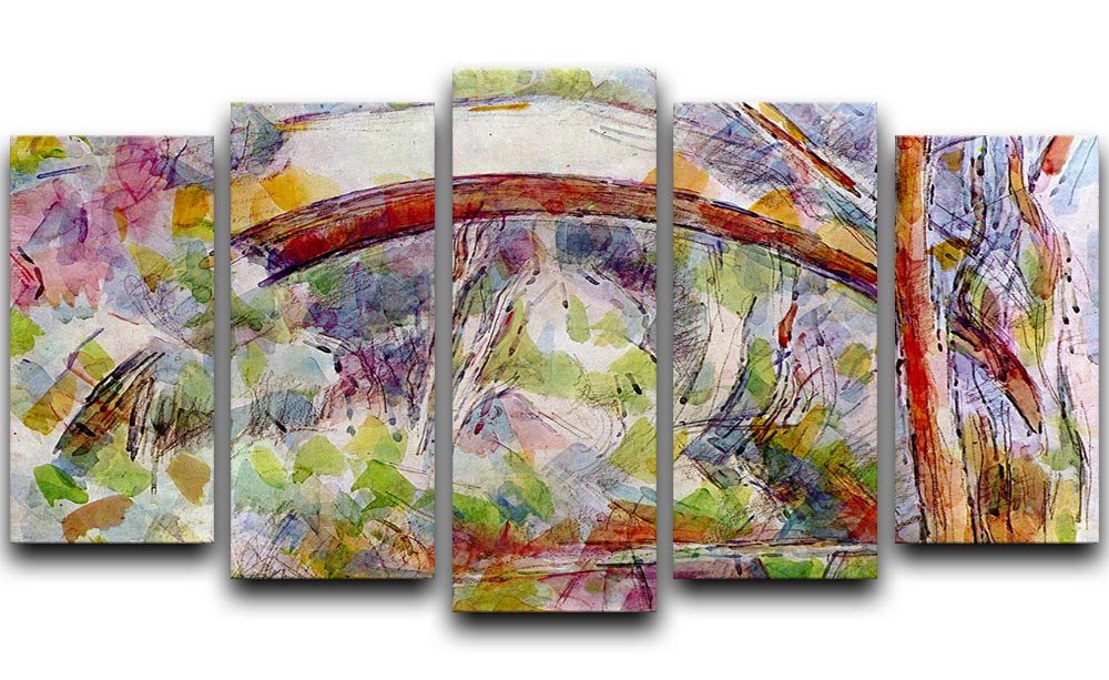 5-split canvas artwork of Cezanne's River at the Bridge of Three Sources, showcasing vibrant colors and serene landscape.